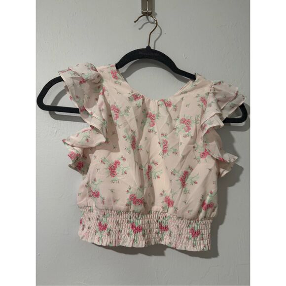 Janie and Jack NWT  pink floral ruffle smocked top 6 - Picture 1 of 6